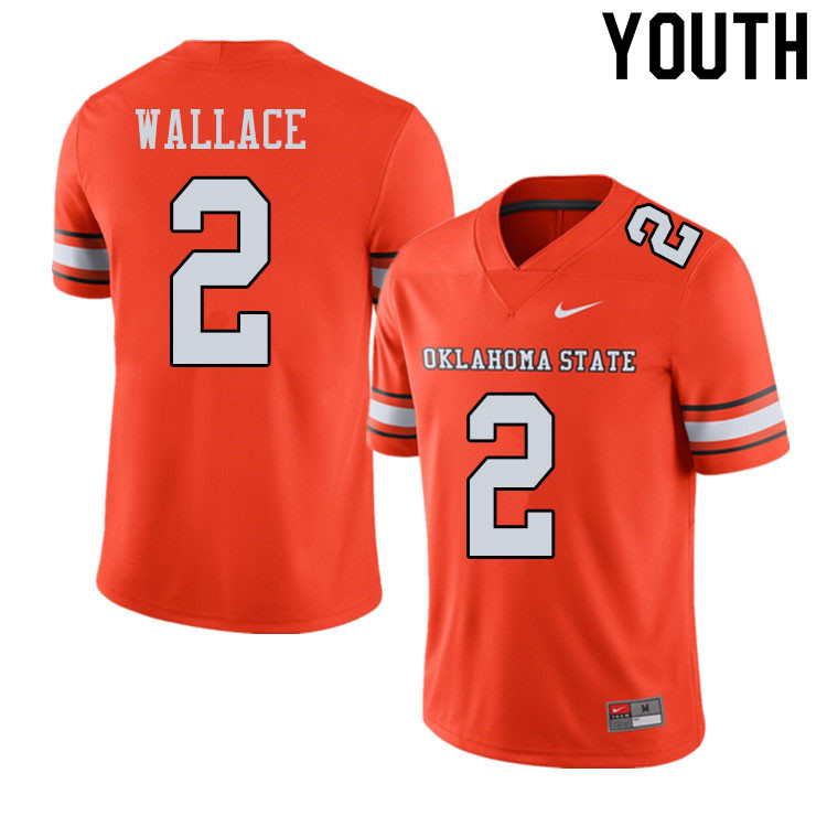 Youth #2 Tylan Wallace Oklahoma State Cowboys College Football Jerseys Sale-Alternate Orange - Click Image to Close